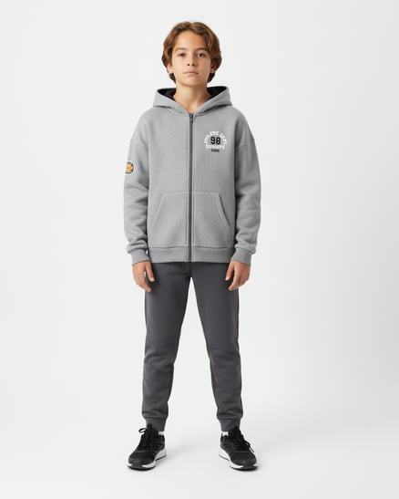 3264083 Champs 98 Nakışlı Üç İplik Şardonlu Sweat GRİ