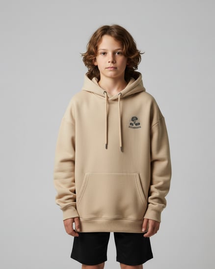 3264226 Skate Baskılı Üç İplik Şardonlu Sweat BEJ