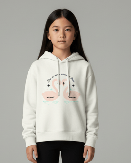 3264255 Kuğu Nakışlı Üç İplik Şardonlu Sweat BEYAZ