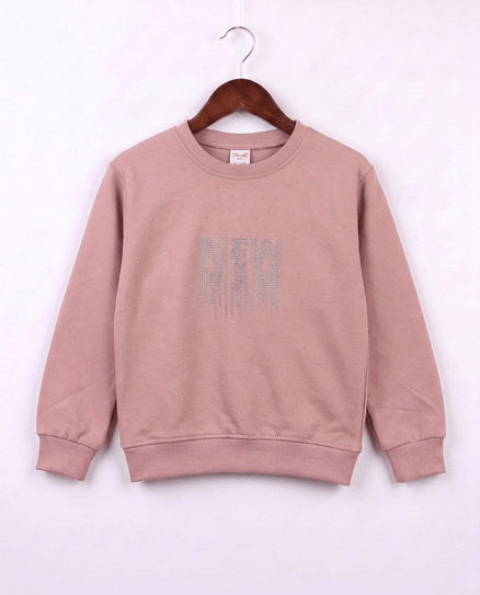 3934 Up Taşlı İşlemeli Kız Sweat GÜLK