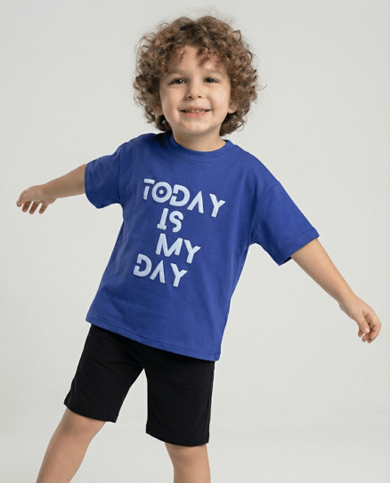 4151 Today Baskılı Erkek T-Shirt LACIVERT