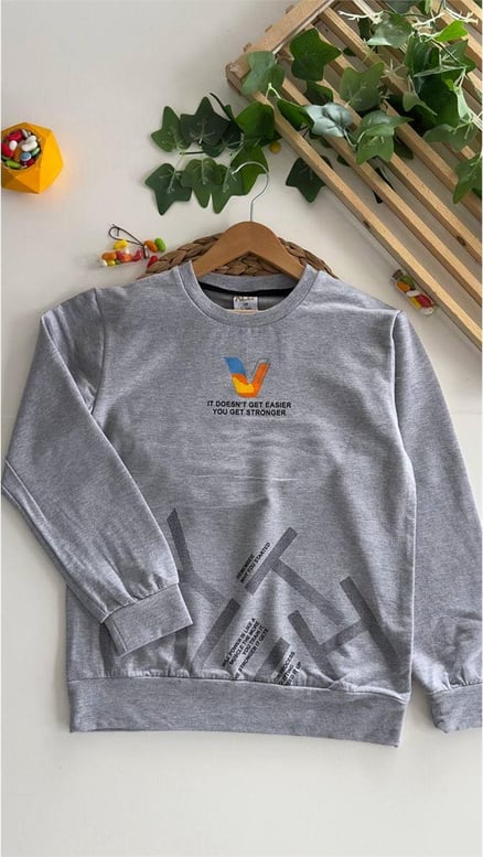 424493 I Dosen't Basklı Sweatshirt GRİ