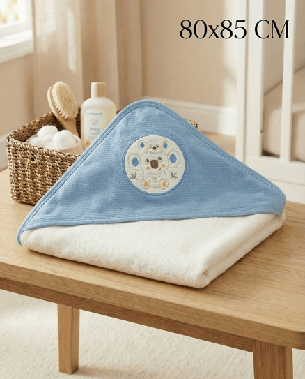 5014 Koala Desenli Bebe Havlu MAVİ