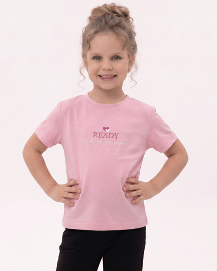 6264704 Ready Baskılı Yırtmaçlı T-Shirt PEMBE
