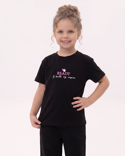 6264704 Ready Baskılı Yırtmaçlı T-Shirt SİYAH