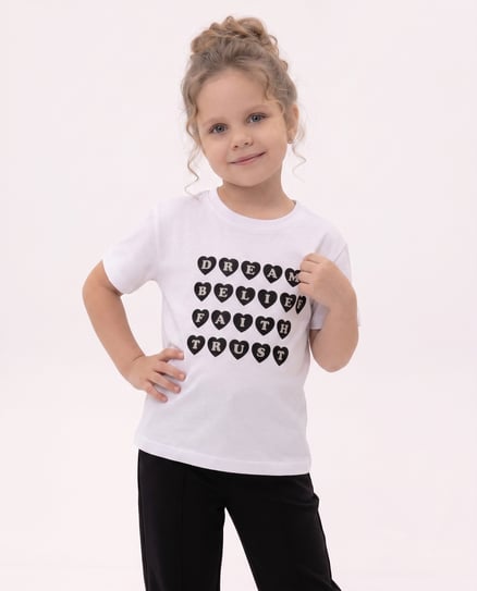 7264502 Dream Kalp Nakışlı Kız Çocuk T-Shirt BEYAZ