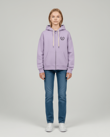 8264266 W Nakışlı Üç Ülik Şardonlu Fermuarlı Sweat LİLA