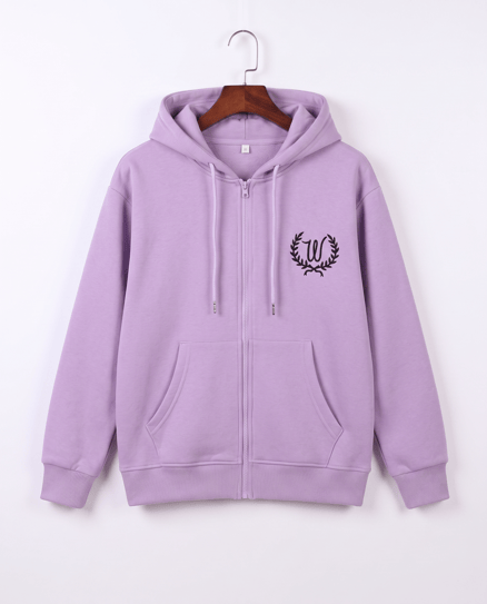 8264266 W Nakışlı Üç Ülik Şardonlu Fermuarlı Sweat LİLA
