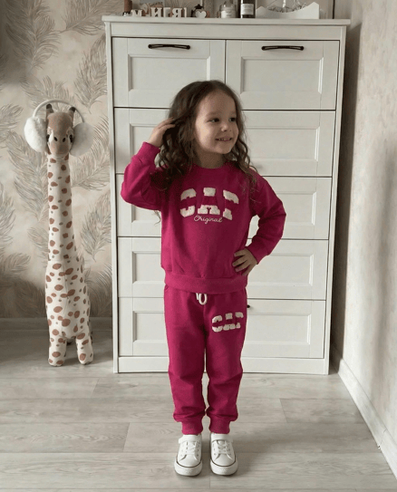 9134 GAP Punch İşlemeli İkili Kız Çocuk Takım FUŞYA
