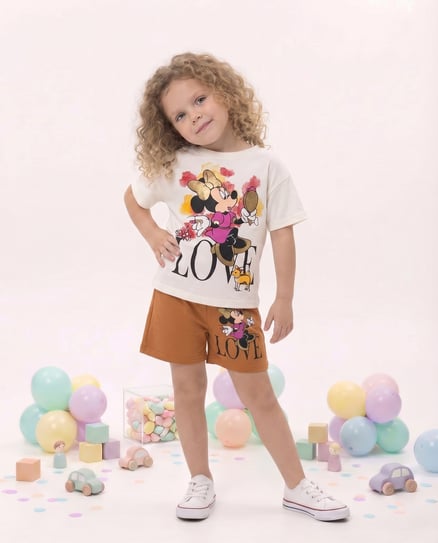 CRN-86 love baskılı minie ikili takım BEYAZ