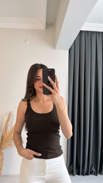 Myre Kalın Biyeli Tam Pamuklu Premium Atlet Kahve