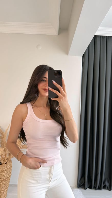 Myre Kalın Biyeli Tam Pamuklu Premium Atlet Pembe
