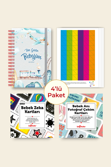 Bebek Anı Defteri Erkek Stickerlı + Çekim Ve Zeka Kartları Seti