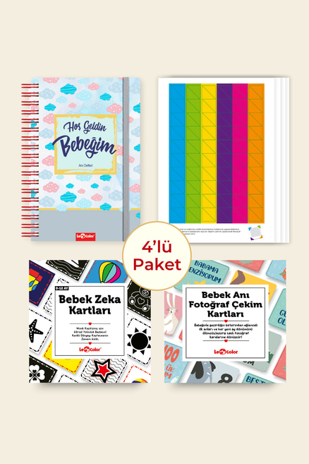 Bebek Anı Defteri Hamile Albümü Mavi+Stickerlı Çekim Ve Zeka Kart Seti
