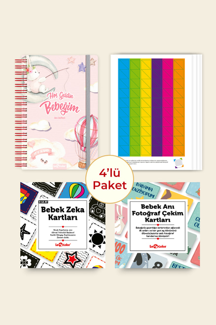Bebek Anı Defteri Kız Stickerlı + Çekim Ve Zeka Kartları Seti