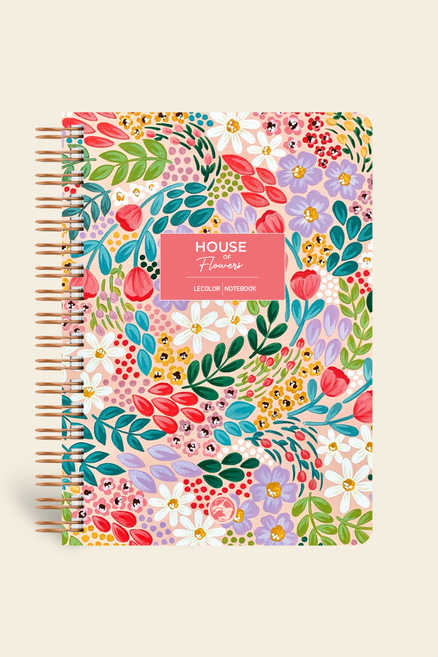 Botanical Spiralli Defter Kareli Kırmızı 17x24 cm