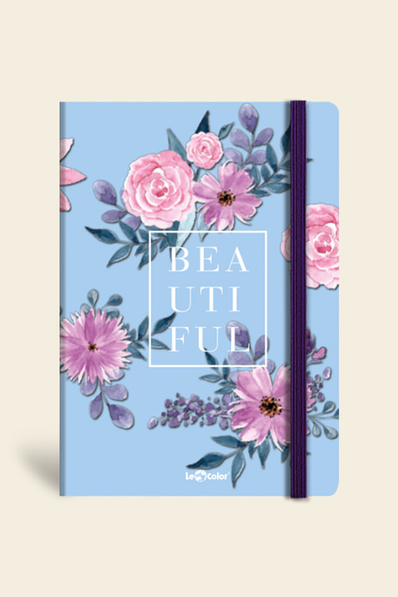 Sert Kapak Çiçekli Defter Kareli Mavi 17x24 cm | LeColorÇiçekli Defter Kareli Mavi 17x24 cm