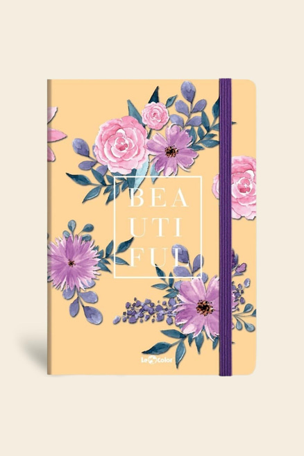 Çiçekli Defter Kareli Sarı 17x24 cm | LeColorÇiçekli Defter Kareli Sarı 17x24 cm