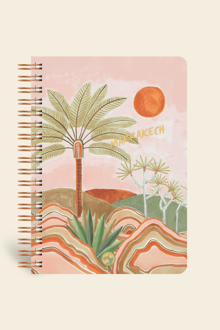 Marrakech Spiralli Defter Kareli Palmiye 17x24 cm