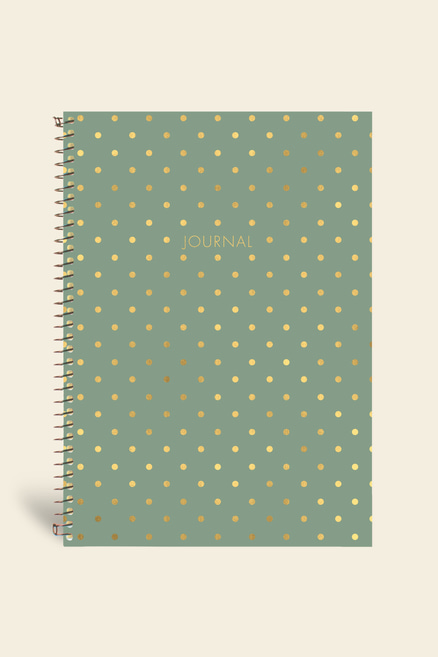 Puantiyeli Defter Çizgili Yeşil 17x24 cm