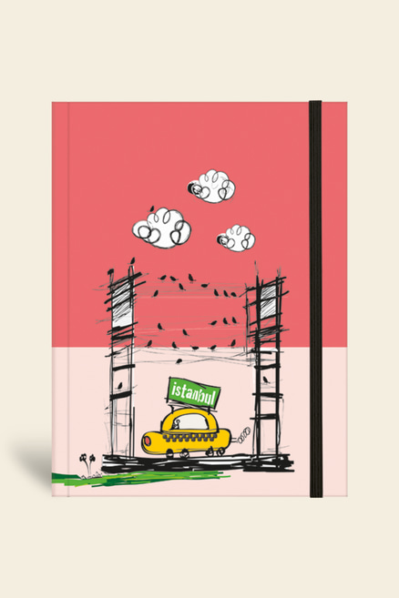 Renkli İstanbul Defter Çizgili Lastikli Taksi