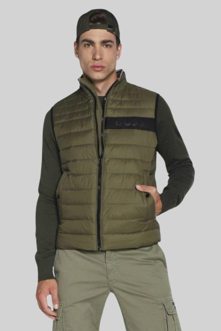 Boss Su Geçirmez Regular Fit Erkek Şişme Yelek Yeşil