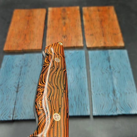 Real G10 Micarta Knife Scales - Orange, Bookmatched Pair
