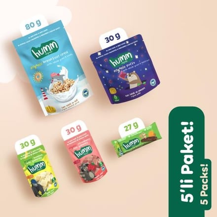 Organik Kahvatlı Ara Öğün Atıştırmalık Paketi 5 Adet (5 çeşit) görseli.