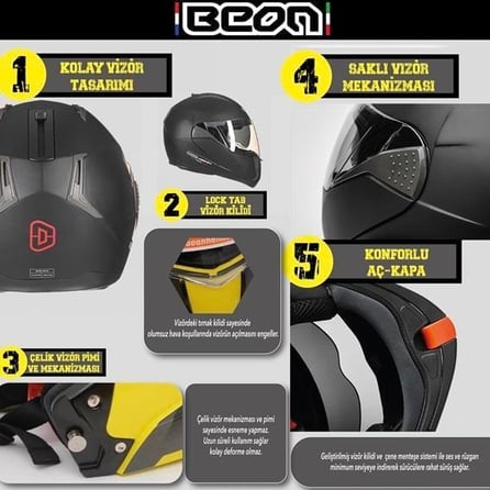 Beon B700 Çene Açılır Vizörlü Kask Gri