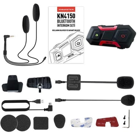 KNMASTER KN4150 Motosiklet Bluetooth İnterkom Seti Siyah