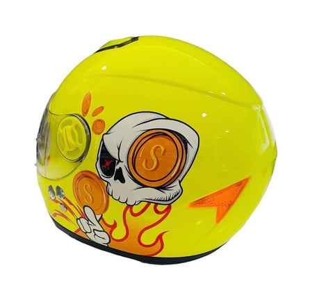 MTS Full Face Motosiklet Çocuk Kaskı K1 Skull Yellow