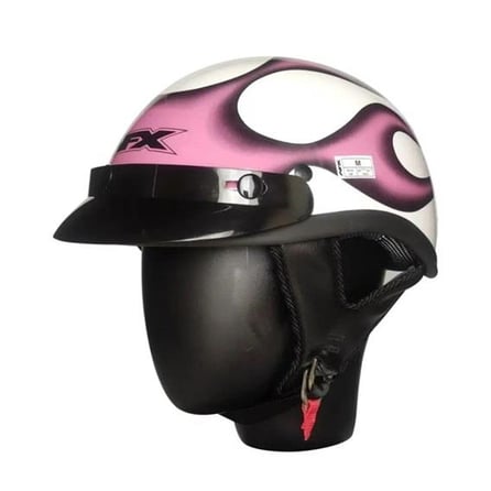 Nikko FX66 Chopper Motosiklet Kaskı Pembe/Beyaz (M BEDEN)