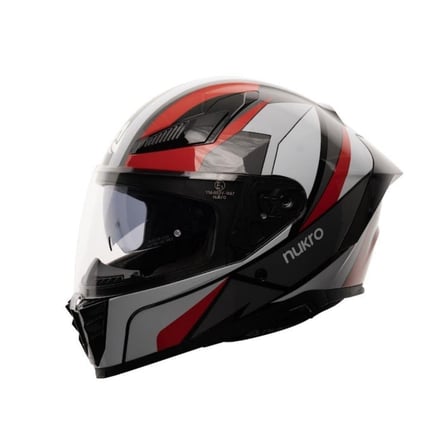 Nukro 853 Shine Red White Full Face Motosiklet Kaskı