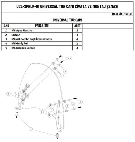 Üçel Tur Camı Üniversal Şeffaf Seligrafili