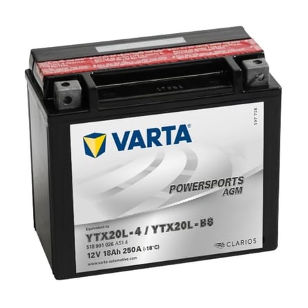 Varta YTX20L-BS 12V18AH Bakımsız AGM Motosiklet Aküsü