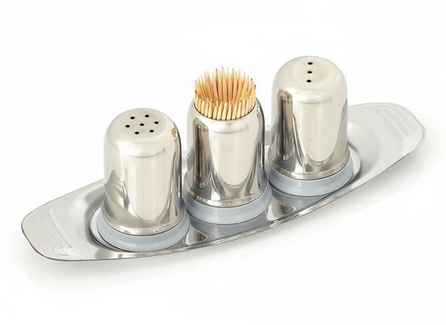 Abant Çelik Gondol Metal Baharatlık Takımı - Tuzluk, Kürdanlık, Karabiberlik | ID2417