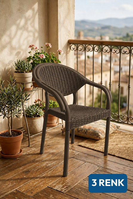 Alezy Atlantis Rattan Desenli Kollu Koltuk