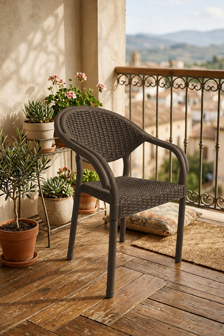 Alezy Atlantis Rattan Desenli Kollu Koltuk