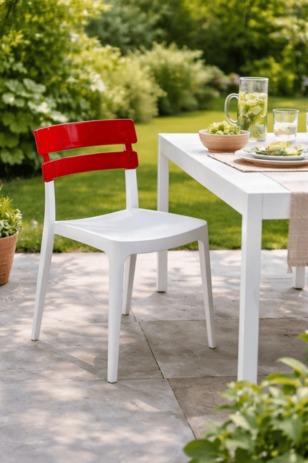 Alezy Bermo Beyaz Ayaklı Bahçe Balkon Koltuk Kırmızı | ID6359
