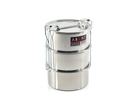 Alezy Çelik 3'lü Sefertası Yemek Taşıma Kabı - 14x7cm | ID2377