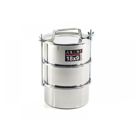 Alezy Çelik 3'lü Sefertası Yemek Taşıma Kabı - 18x9cm | ID2379