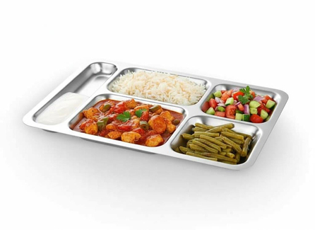 Alezy Çelik 430 5 Bölmeli Metal Tabldot 28cmx40cm | ID3913