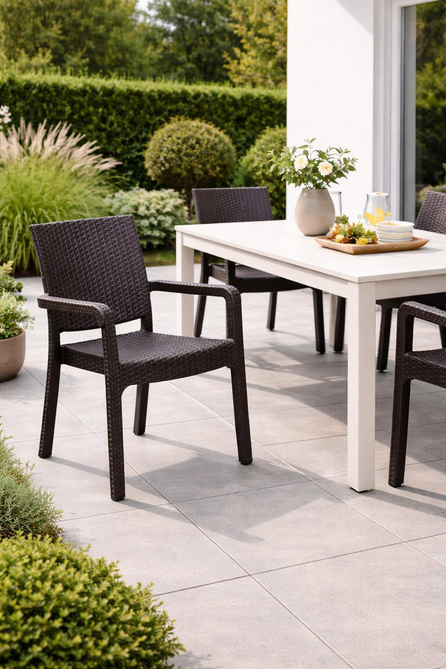 Alezy HK730 Troya Eko Rattan Desenli Koltuk Kahverengi | ID6018