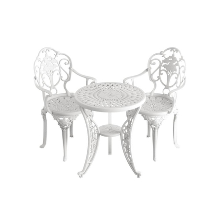 Alezy Isparta Masa Takımı Ø60 cm Yuvarlak Masa 2 Adet Isparta Koltuk Ferforje Görünümlü Set