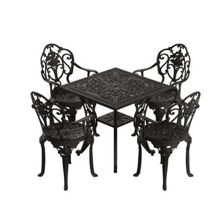 Alezy Isparta Masa Takımı 75 cm Kare Masa 4 Adet Isparta Koltuk Ferforje Görünümlü Set