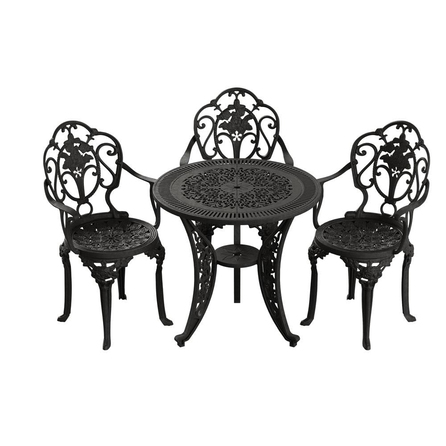 Alezy Isparta Masa Takımı Ø75 cm Yuvarlak Masa 3 Adet Isparta Koltuk Ferforje Görünümlü Set