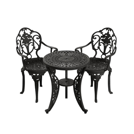 Alezy İstanbul Masa Takımı Ø60 cm Yuvarlak Masa 2 Adet İstanbul Koltuk Ferforje Görünümlü Set