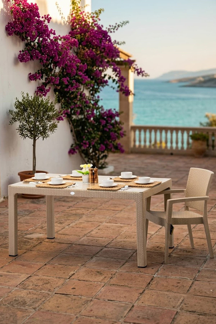 Alezy R004 Rattan Camlı Masa 90x150cm | ID1274