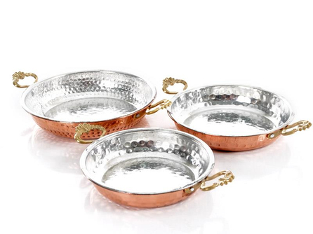 Bakır Sahan 3'lü Takımı 18cm, 16cm, 14cm - Kalaylı | ID4753