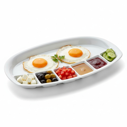 Göreme 512 Melamin Kırılmaz Oval Kahvaltılık 7 Bölmeli | ID5464